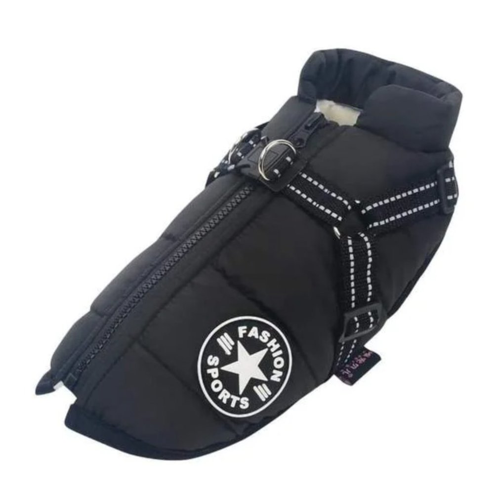 FASHION SPORTS Dog Harness Fleece Jacket in Black